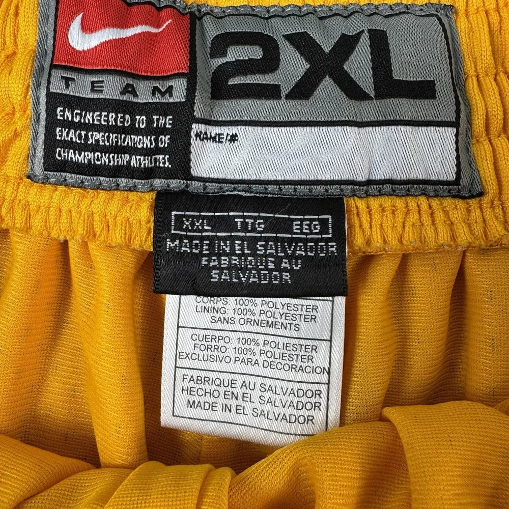 Vintage 2001 Nike NBA Los Angeles Lakers Yellow/Purple Basketball Shorts 2XL EUC